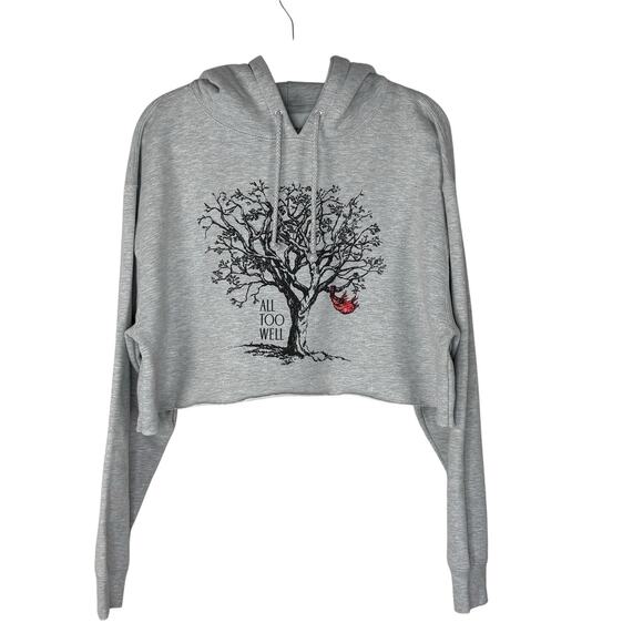 Taylor Swift Tops - Taylor Swift All Too Well Gray Long Sleeve Graphic Hoodie Size XL Cropped